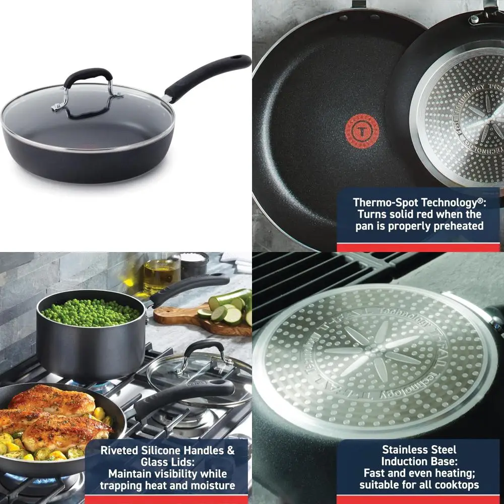 

10-Inch T-fal Experience Nonstick Frying Pan with Lid, Induction and Oven Safe up to 400°F, Suitable for All Cooktops