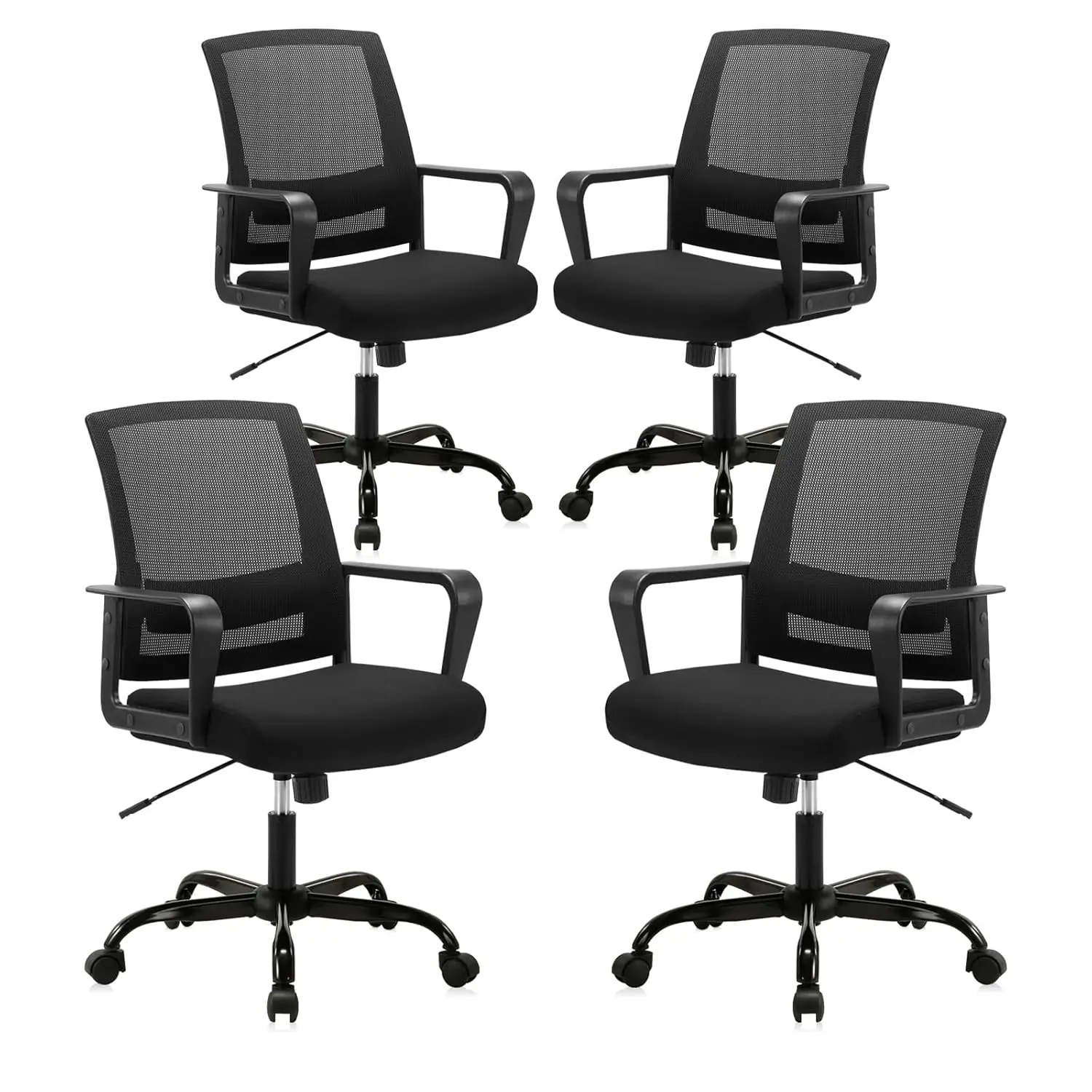 

Эргономичное офисное кресло на колесиках с сетчатой спинкой, регулируемой поясничной поддержкой, поворотное, для дома и офиса, черное, 4 шт., на заказ