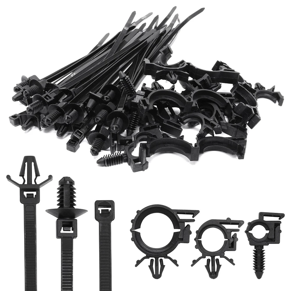 Premium Quality 45Pcs Push Mount Cable Zip Tie with Car Wire Routing Clips  Universal Fitment  Self locking Fastening