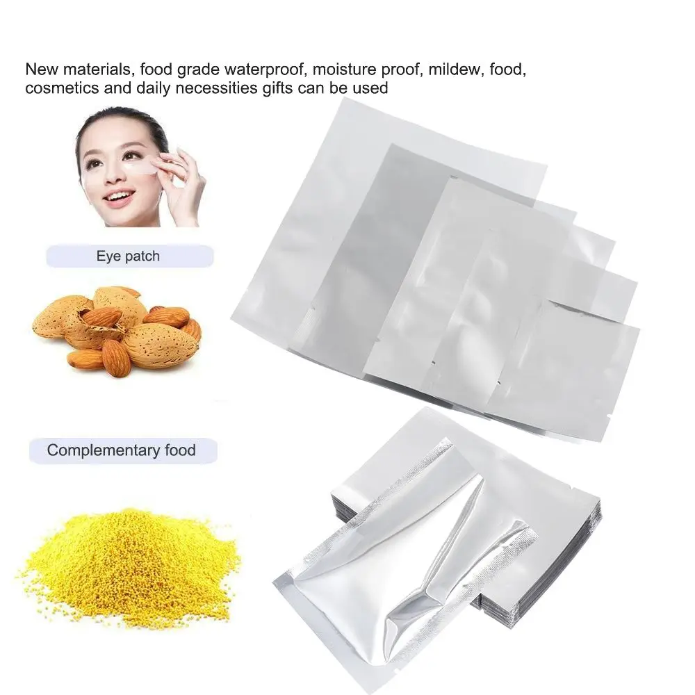 100PCS Heat Seal Aluminium Foil Bags Vacuum Sealer Pouches Food Grade Storage Bag Kitchen Supplies