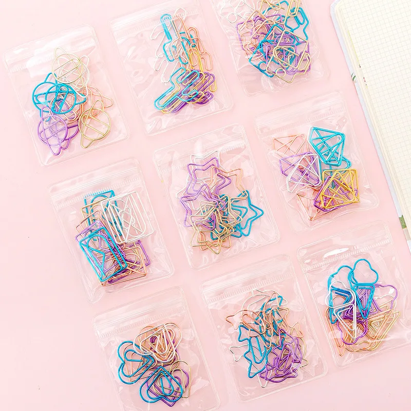 10pcs/pack Cute Mini Paper Clips Kawaii Stationery Metal Hollow Binder Clips Photos Tickets Notes Holder Office Letter Clamp