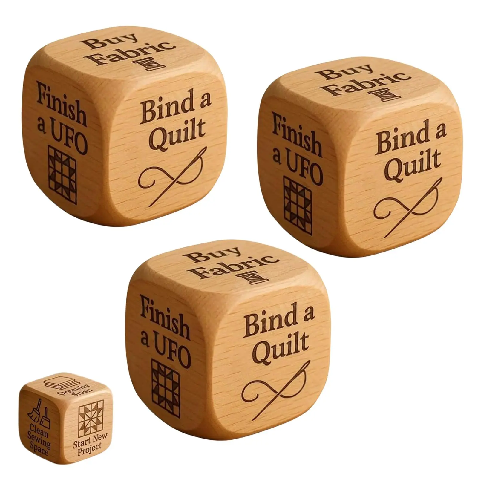 

Пасхальные художественные и поделки для детей от 4 до 8 лет, игральные кости Quilter's, деревянные кости для квилтинга ручной работы с 6 гравировными заданиями для шитья, забавные