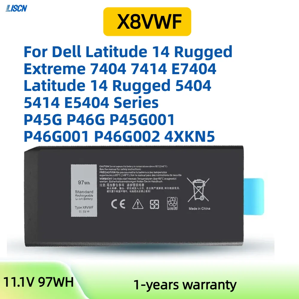 X8VWF Laptop Battery for Dell Latitude 14 Rugged 5404 5414 E5404 Extreme 7404 7414 E7404 Series Notebook VCWGN YGV51 CJ2K1 5XT3V