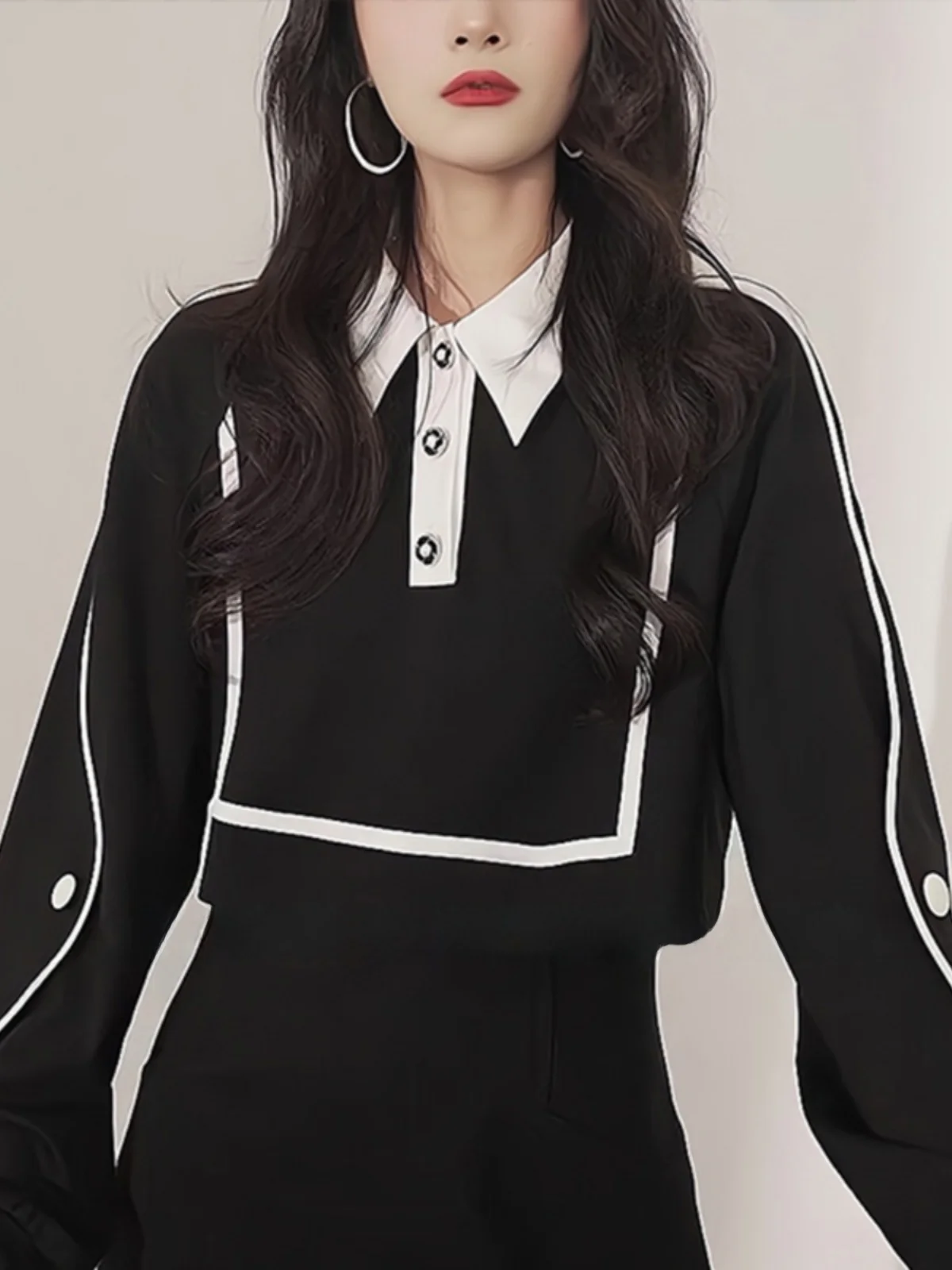 

Модная женская футболка Gtuq с длинным рукавом, черная, с оригинальным дизайном, молодежная, осенняя, для повседневной носки