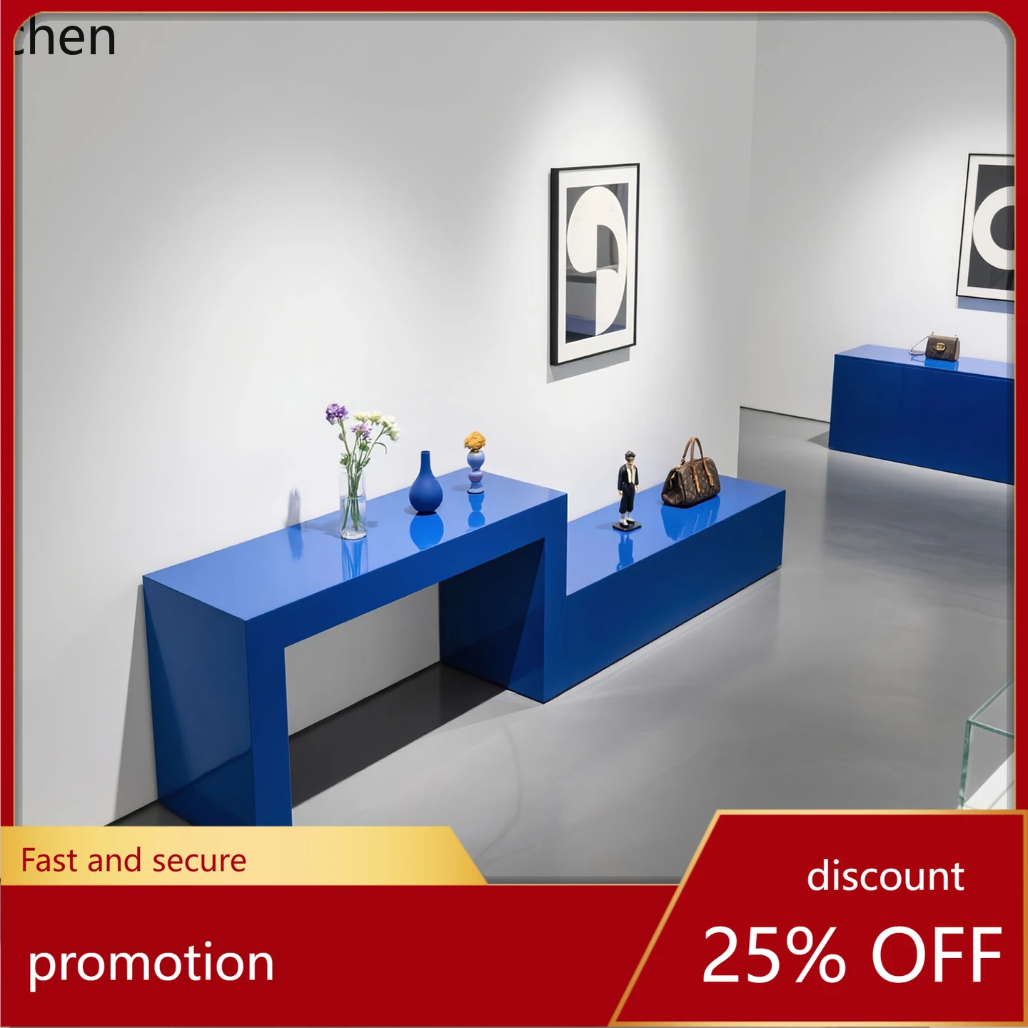 

HXL Irregular Display Cabinet Island Water Flow Display Lacquered Oval Display Stand