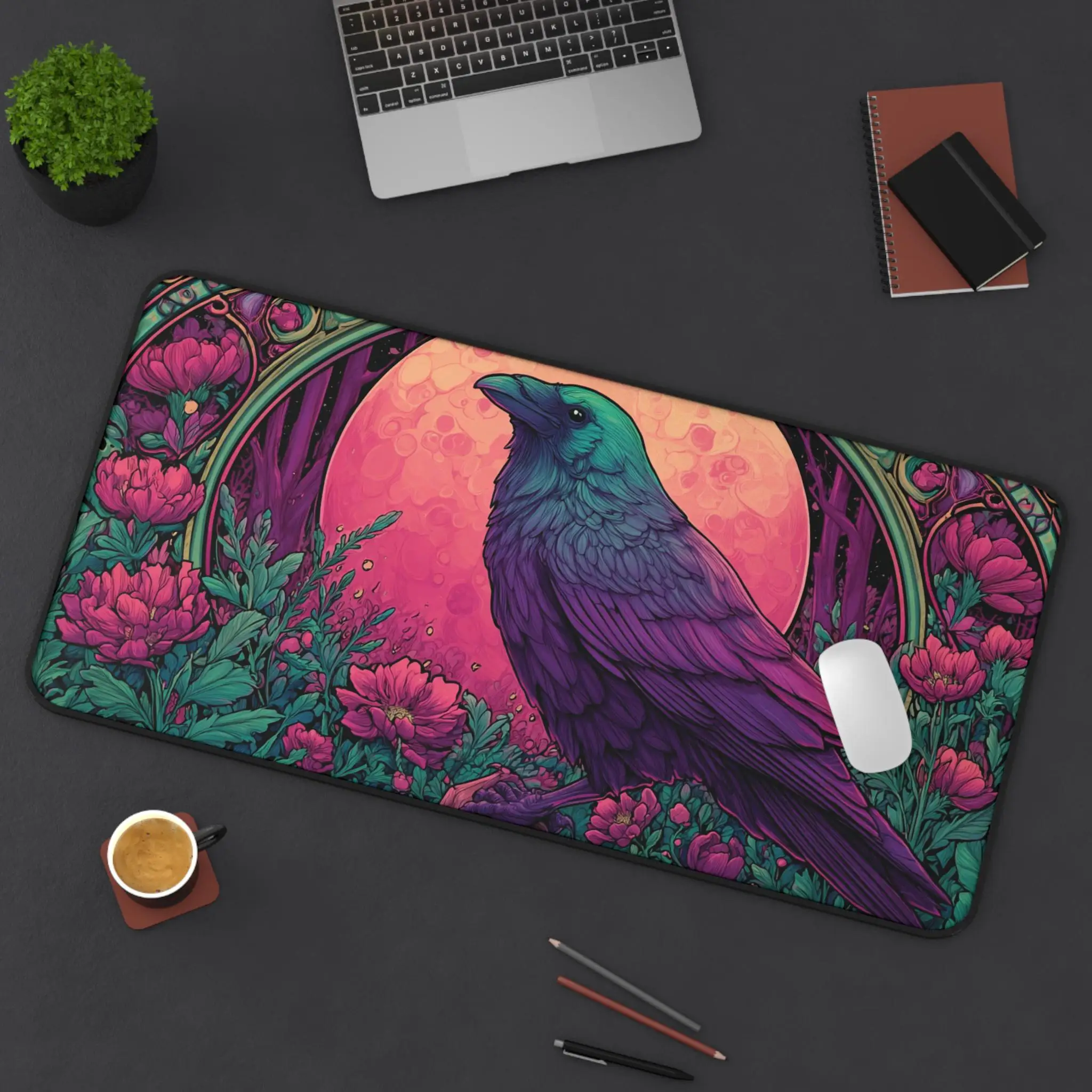 Crow-themed Mouse Pad, Non-slip and Waterproof Mouse Pad, Office Gaming Desk Decoration Mat, The Perfect Gift for Friends.