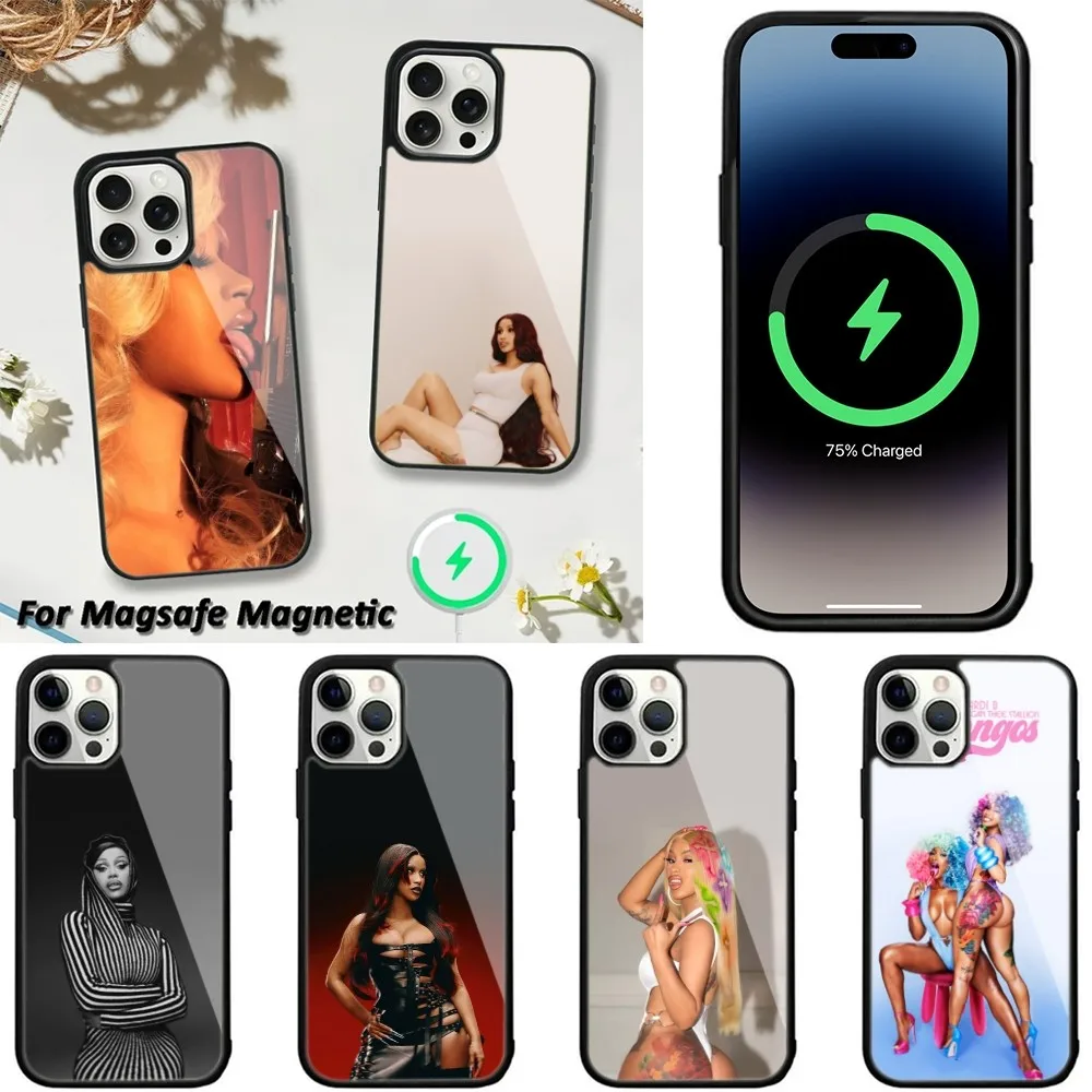 Singer C-Cardi B Phone Case For iPhone 16,15,14,13,12,11,Plus,Pro,Max,Mini Magsafe Magnetic Wireless Charging