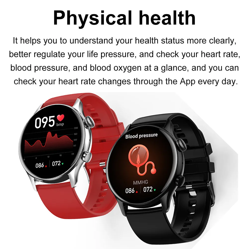 2022 بلوتوث دعوة ساعة ذكية AMOLED 1.36 "HD شاشة الساعات معدل ضربات القلب ضغط الدم رصد الرياضة Smartwatch للرجال والنساء