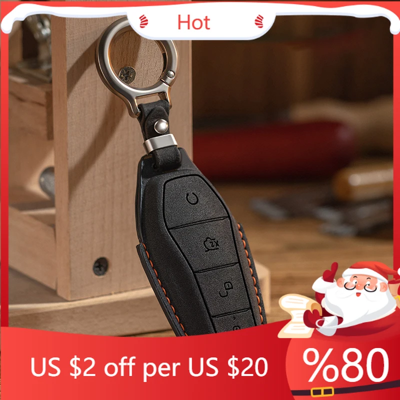 

Hot Leather Car Remote Key Cover Case Holder shell Protector Fob For BYD ATTO 3 2 Song Pro Dolphin Seagull Sha Interior Stickers