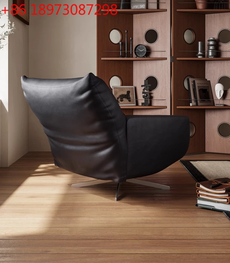 

Italian minimalist sofa chair leather rotating chair high-end living room lazy recliner medieval single leisure chair