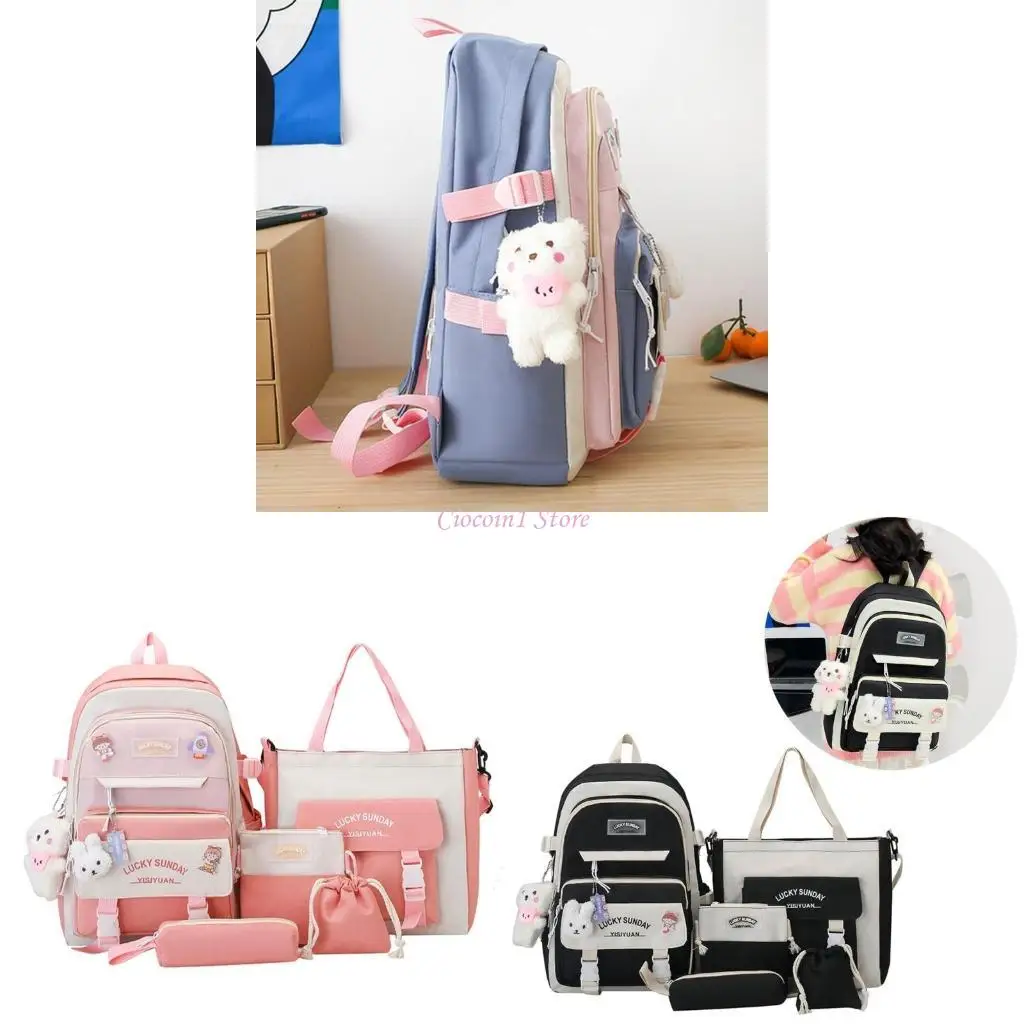

Y1UB 3pcs Print School Backpack for Teen Girls Backpack with Shoulder Bag Pencil Bag