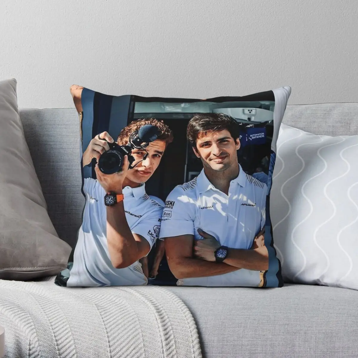 Lando Norris Carlos Sainz Jr. Square Pillowcase Polyester Linen Velvet Pattern Zip Decor Home Cushion Cover