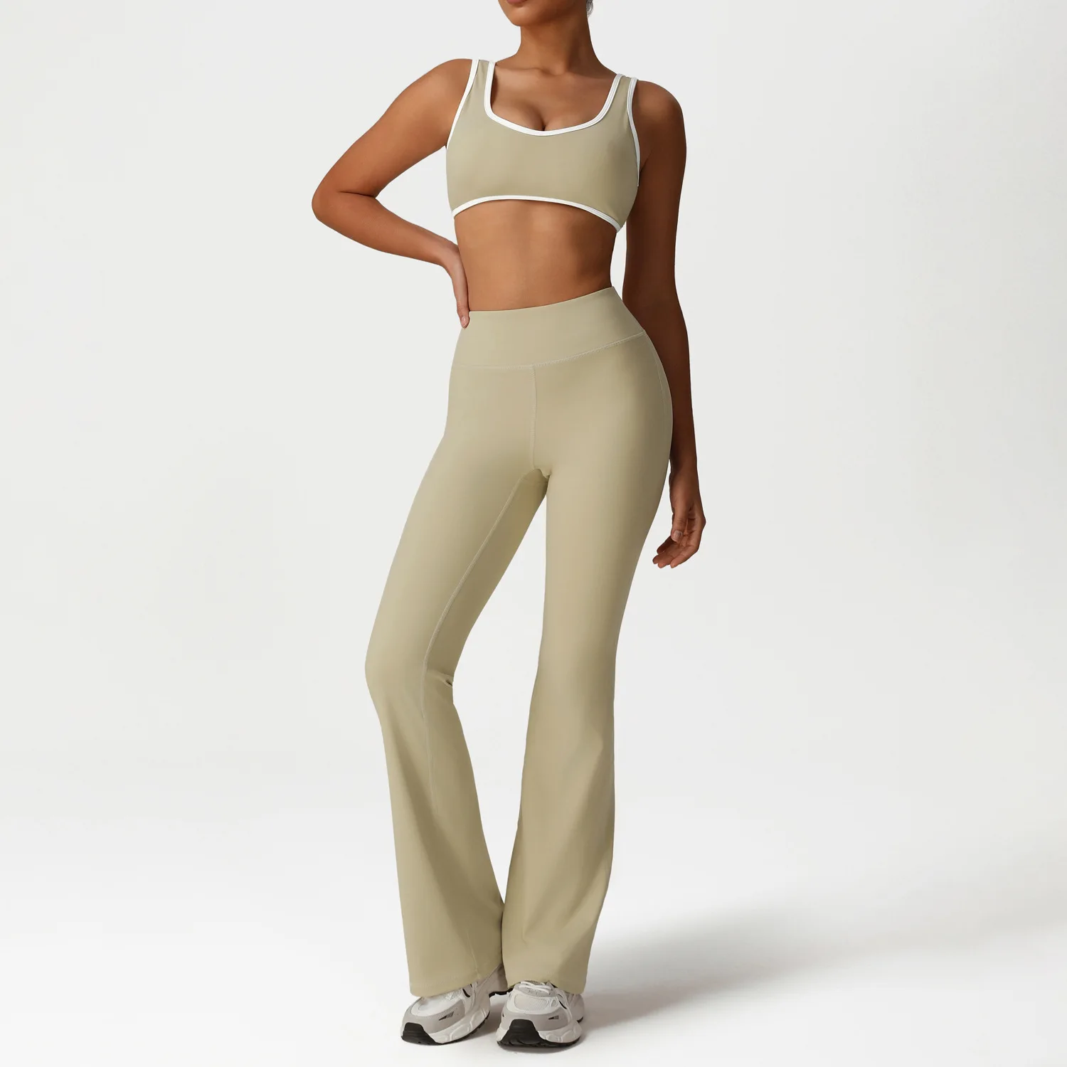 

2 Pieces Yoga Set Women Tracksuit Workout Set Sportswear Gym Clothing High Waist Bell-bottoms Sexy Fitness Bra Sports Suit