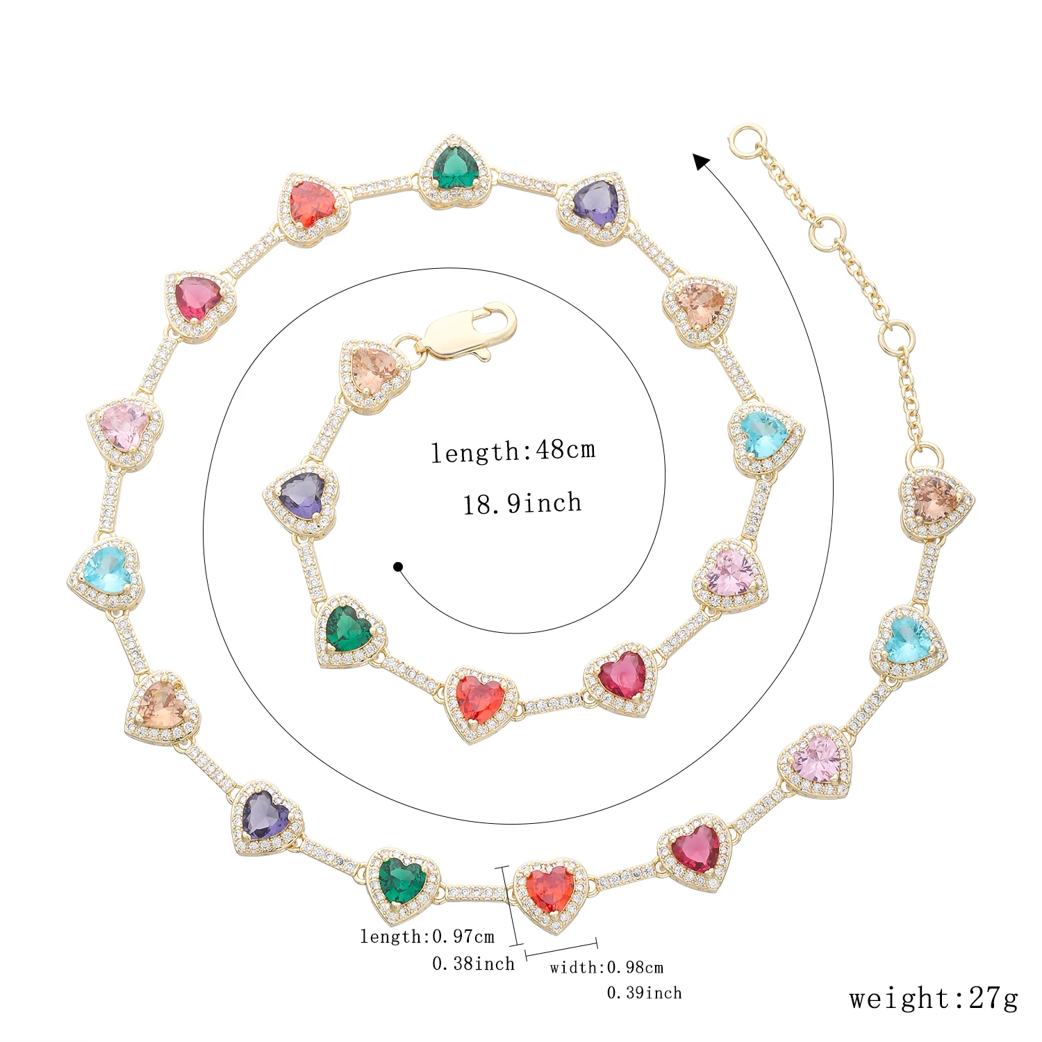 

Изысканная цепочка на ключицы 45 см 30 г, разноцветное женское ожерелье с цирконом, модные украшения, идеальный женский подарок