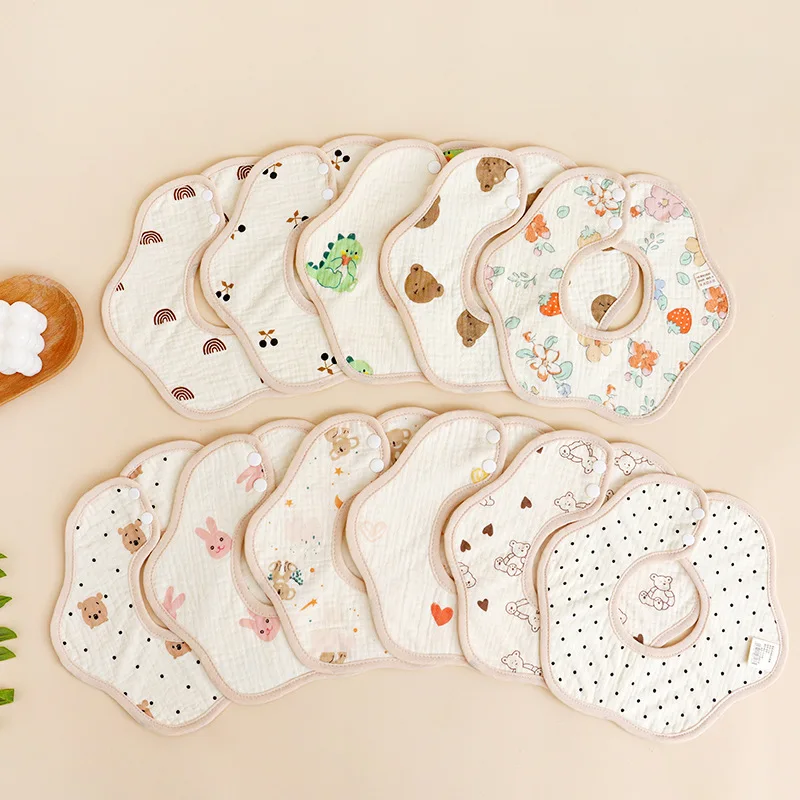 

3pcs Waterproof Cotton Gauze Baby Bibs New Absorbent Saliva Towel Newborn Burp Cloths Bandana Scarf for Boys Girls Feeding Bibs