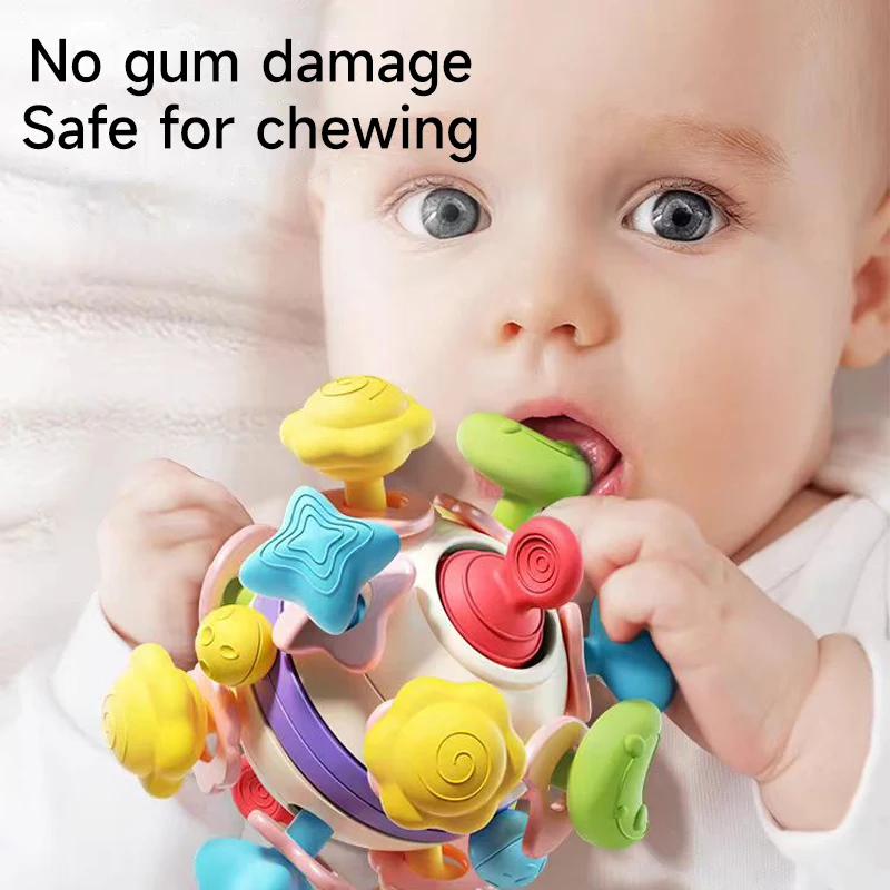 Montessori 0-6-12 Months Baby Teething Toys Baby Intelligence Grasping Sensory Toys Chewable Toddler Teeth Soothing Toys Gift