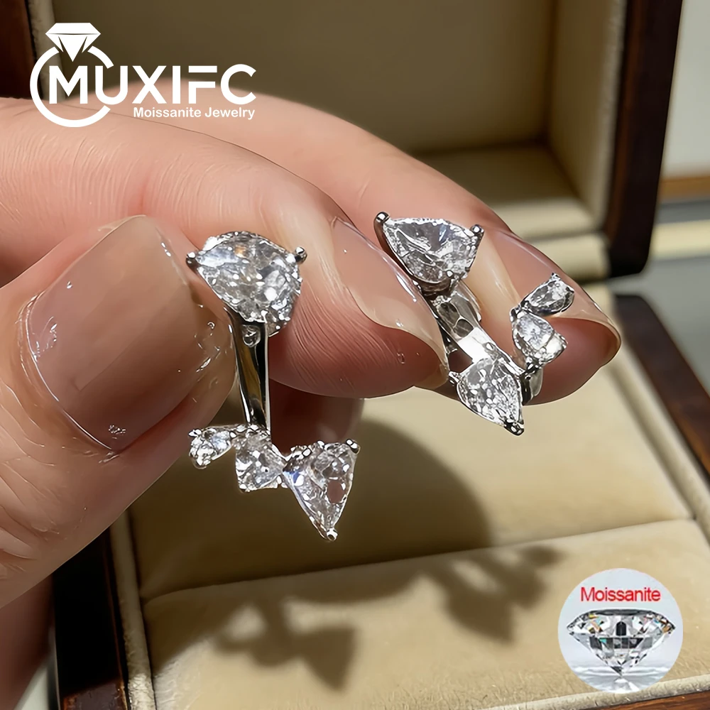

4cttw Pear Cut All Moissanite Stud Earrings for Women 925 Silver Jewelry 18k Plated Gold Water Drop Lab Grown Diamond with GRA