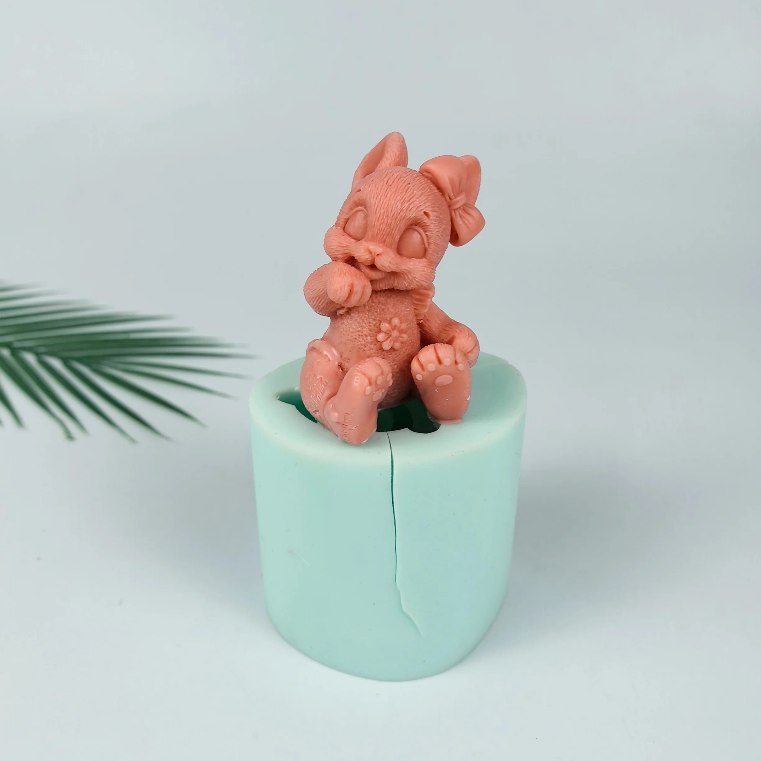 

3D формы для животных, милые формы для кроликов, силиконовые формы для мыла с бантом и кроликом, свечи из глины, смолы, свечи для свадьбы, дня рождения, ручной работы DW0794