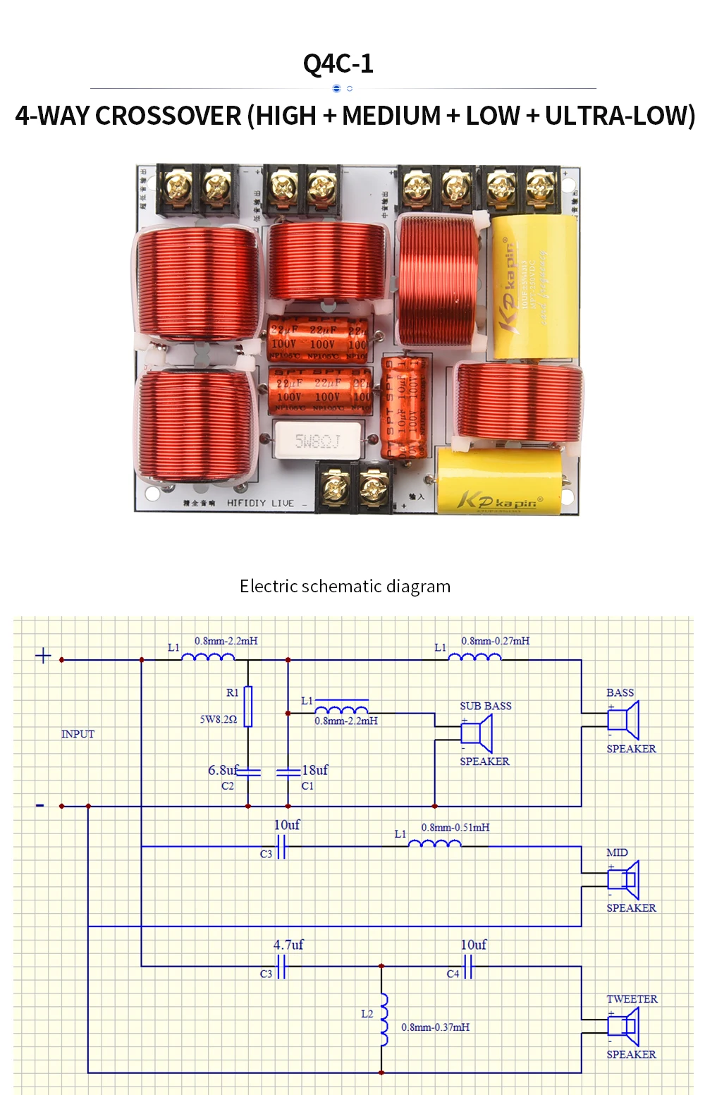 HIFIDIY Hi-Fi 2-Wege 3-Wege 3-Lautsprecher-Einheit (Hochtöner + Mitteltöner + Tieftöner) Lautsprecher Audio-Frequenzweiche Crossover-Filter Q2C Q3B Q4 Q6 – Detail 15