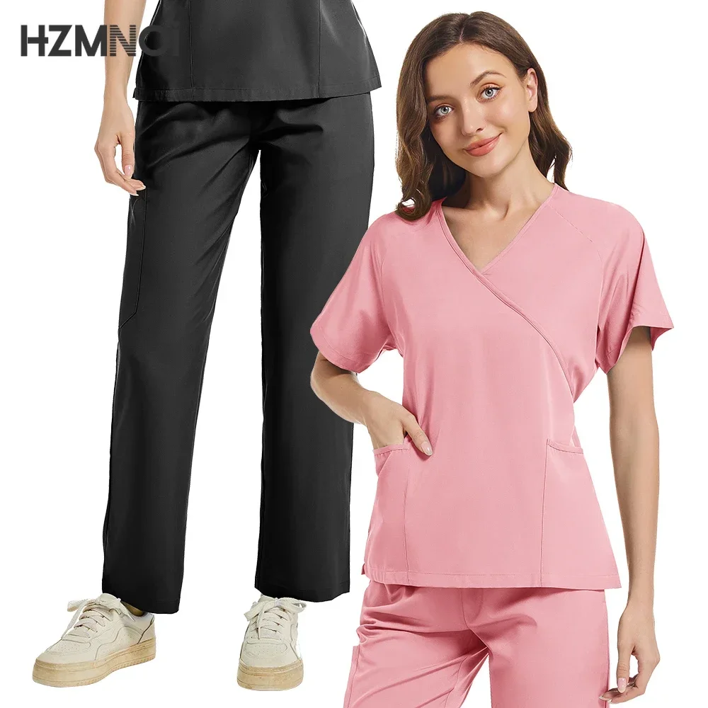 Hoge Kwaliteit Unisex Medische Uniformen voor V-hals Verpleegster Scurbs Set Vrouwen Ziekenhuis Arts Werkkleding Orale Tandheelkundige Chirurgie Werkuniform