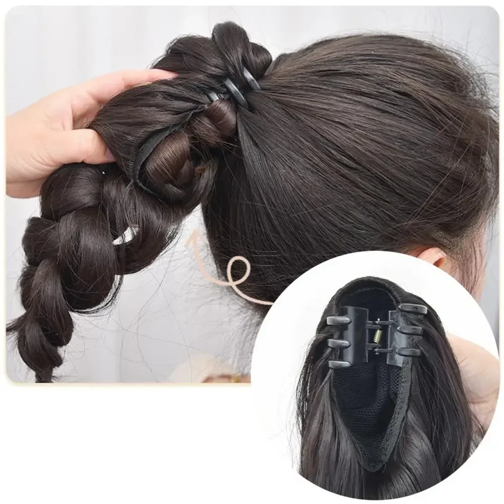 18Inch Synthetic Ponytail Hair Extensions Braided With Claw Clip Ponytail for Women
