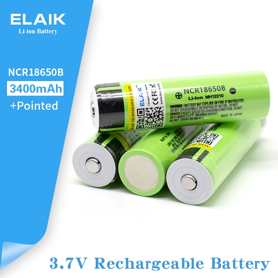 18650 แบตเตอรี่แบตเตอรี่ 3.7V 3400mAh NCR18650B แบตเตอรี่สําหรับอิเล็กทรอนิกส์ซิการ์ไฟฉาย (ไม่มี PCB), พร้อม Charger