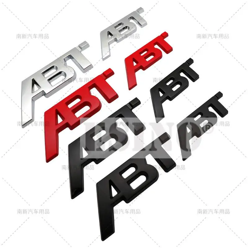 Metal ABT Car Badge Emblem Sticker Chrome Black Red for Audi VW Golf Tiguan Q5 A3 A4 Rear Trunk Tailgate Decal Accessories