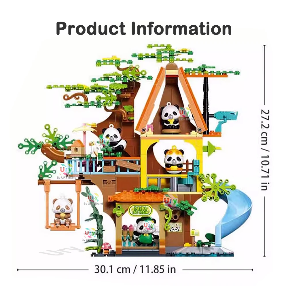 Friends City View Street View Exploration Panda Treehouse Villa Castle Figures Model Building Blocks Set Toys Gifts