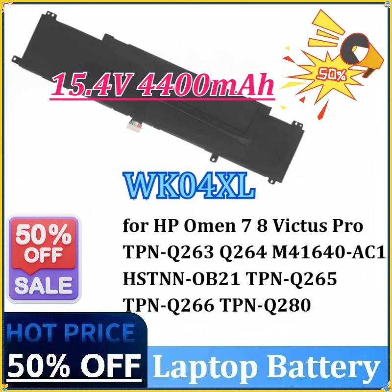 

WK04XL 15.4V 4400mAh Laptop Battery for HP Omen 7 8 Victus Pro TPN-Q263 Q264 HSTNN-OB21 M41640-AC1 TPN-Q266 TPN-Q265 TPN-Q280