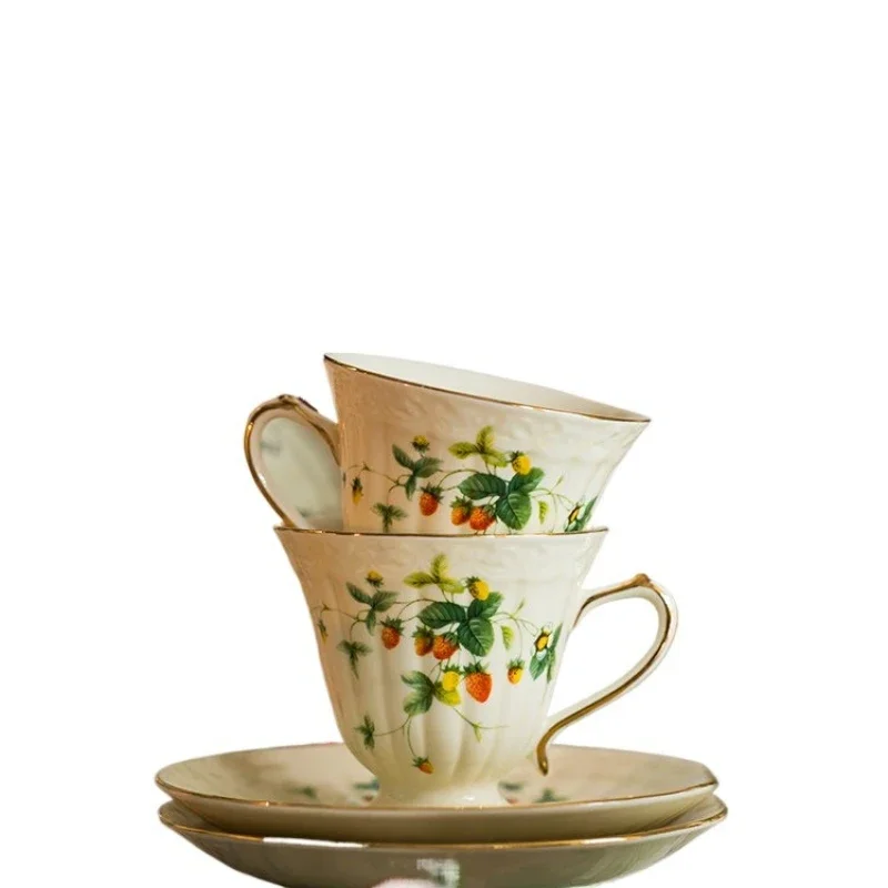 NEW French strawberry afternoon tea tea set, high-end coffee cup gift box, housewarming gift