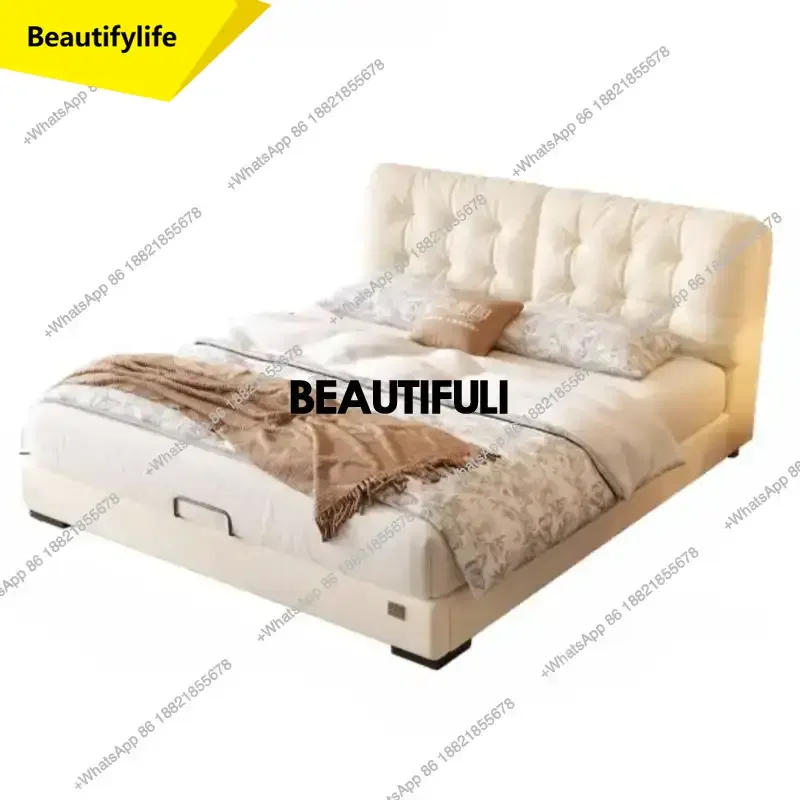 

A15 Beige Princess Double Bed Frame Organizer Europen Modern Luxury Double Bed Headboards Platform Camas De Casal Bedroom Furnit
