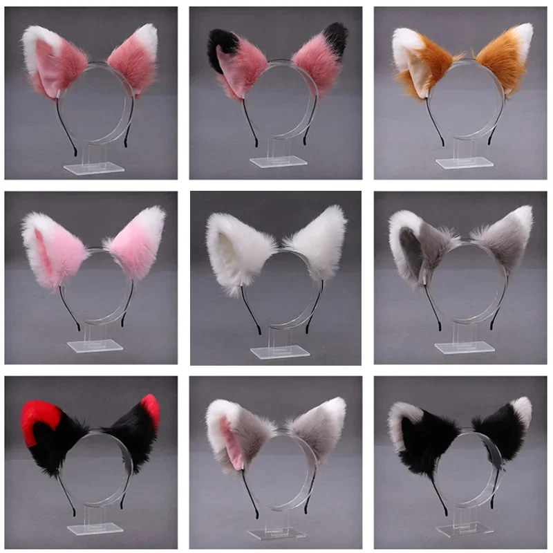 Cute Cat Fox Faux Fur Ear Hair Hoops Party Cosplay Hairband Fur Headbands Girls Fashion Hair Accessories Animal Ears Hair Band 6
