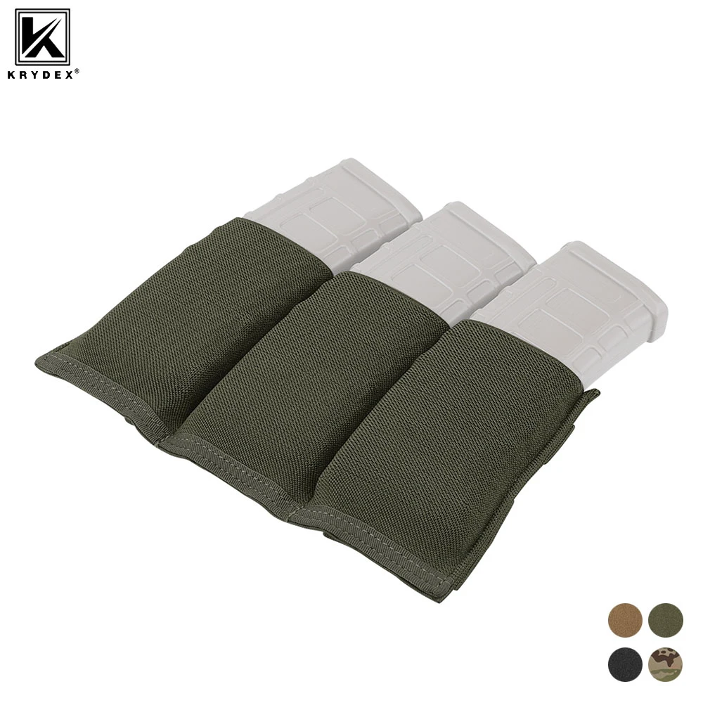 KRYDEX Tactical Fast‑Draw Elastic Tripple Magazine Pouch, 5.56 .223 Mag Holder for M4 M16, Hunting Multi‑Use MOLLE Pouch