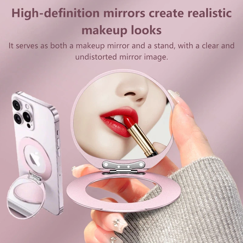 

Магнитная подставка для телефона Magsafe с сильным магнитом, складной держатель, кронштейн с зеркалом для макияжа для iPhone 17 16 15 Pro/Plus, дорожное зеркало