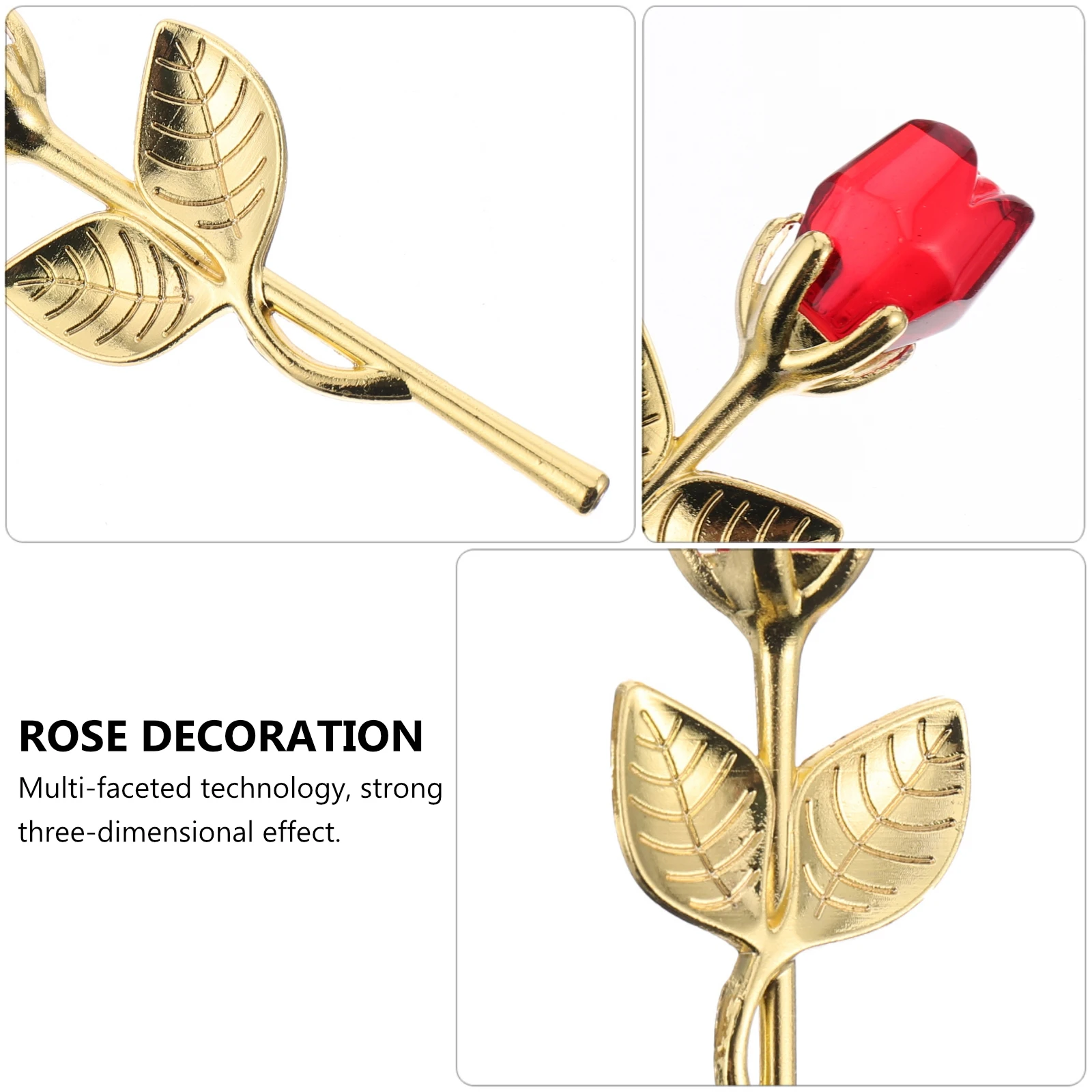 

1Pcs Crystal Rose Decor Bright Multi Faceted Rose Flower Ornament Clear Colorful Romantic Desktop Decoration for Home Office Bar