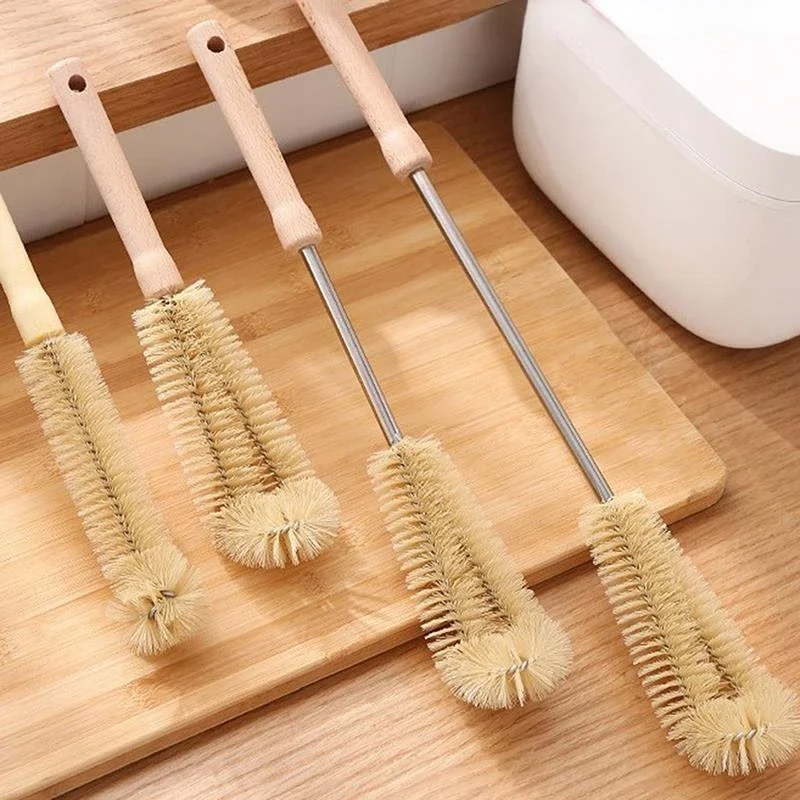 Wooden Long Handle Bottle Cleaning Brush Cup Scrubber Cleaning Brush Wooden+ Nylon Durable For Kitchen Appliances Baby Cup Brush