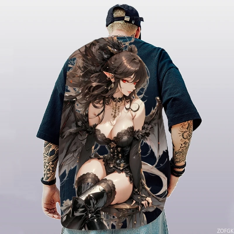 Nueva camiseta de manga corta con estampado 3d de chica bonita para hombre ، camisas de verano para hombre ،ropa غير رسمية