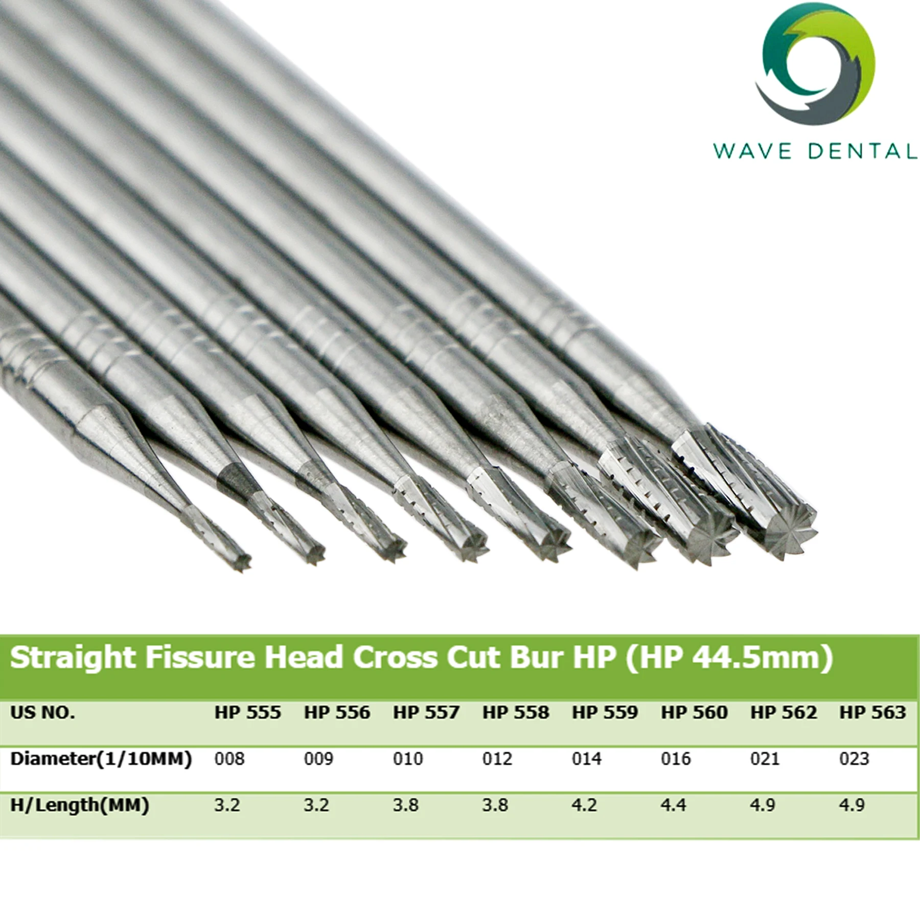 WAVE Dentistry Drill Dental Tungsten Carbide Burs Straight Fissure Slow Burs 2.35mm For Straight Nose Cone Low Speed Handpiece