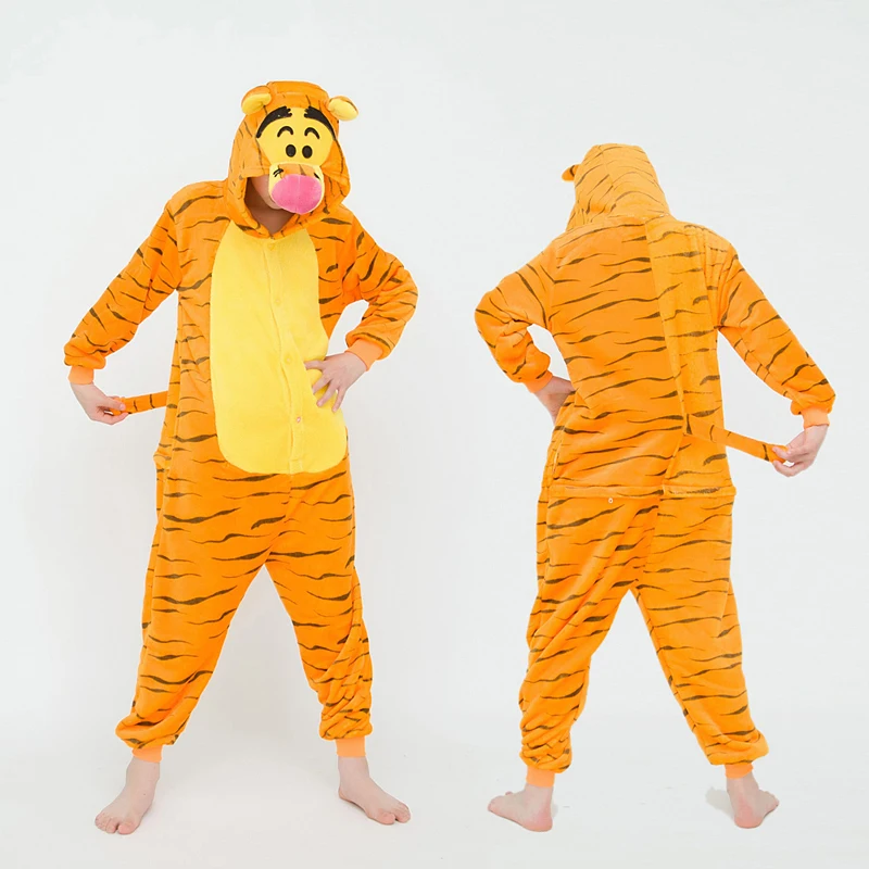 Kigurumi Kids Cute Jumping Tiger Animal Cartoon Pajamas Children Sleepwear Girls Boys Onesies For Christmas Halloween Party