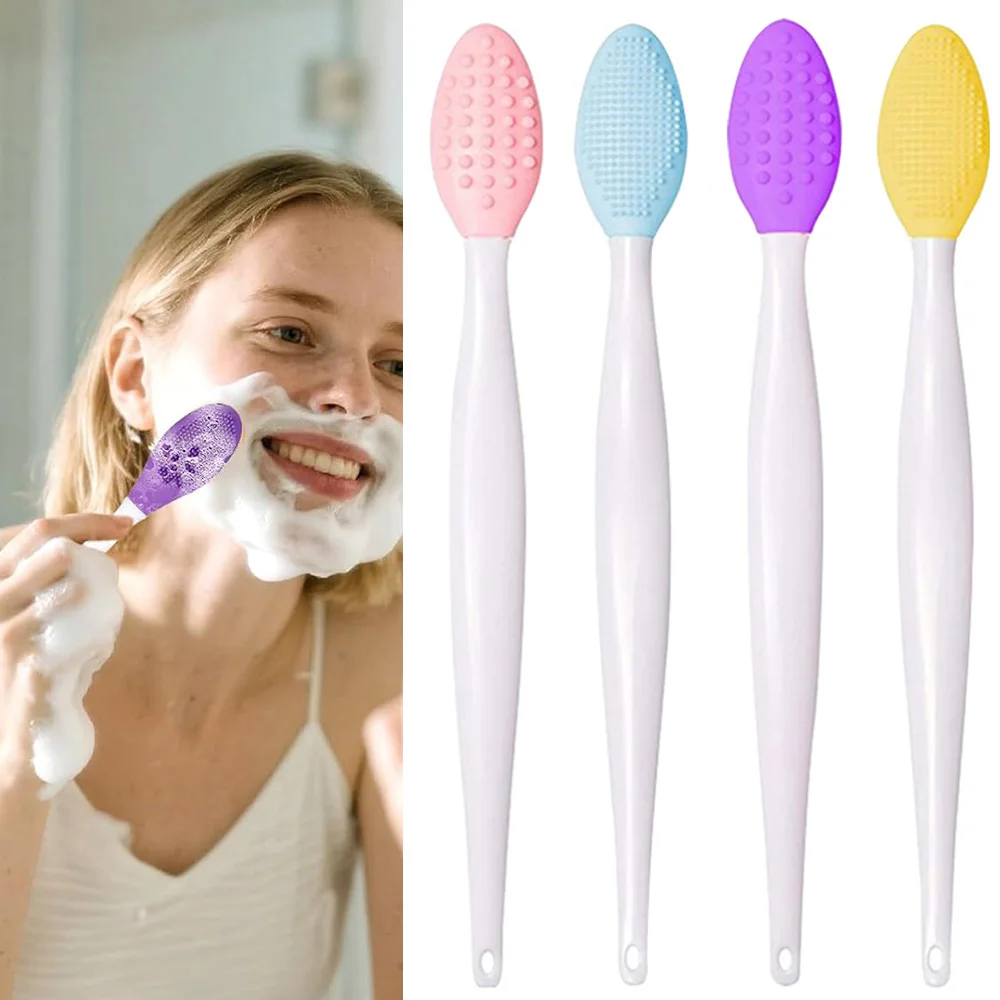 5/10 個シリコーンフェイススクラバークリーニングブラシ角質除去リップブラシ両面鼻クリーンツールスキンケアアプリケーター用