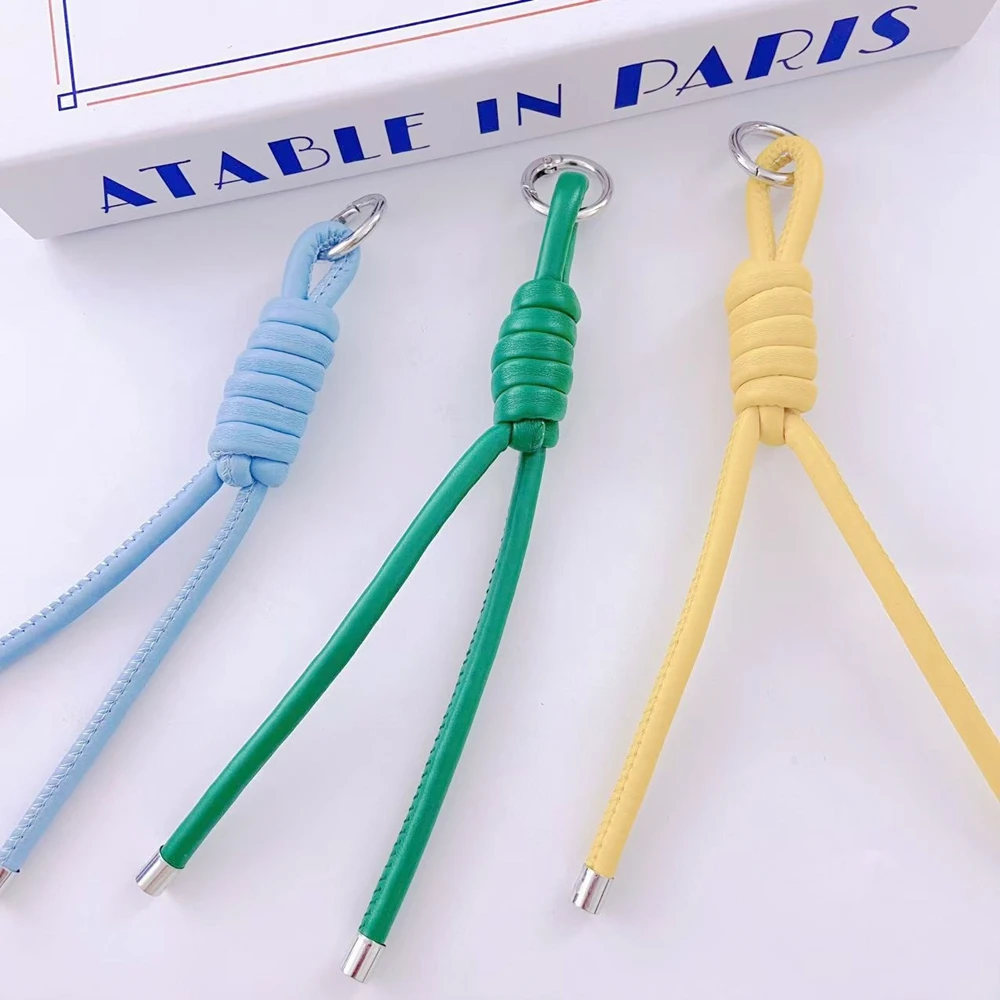 

10pcs PU Leather Woven Ring Fringed Bag Hanging Decoration Creative Keychain Ornament Tassel Pendent for Handbag DIY Parts