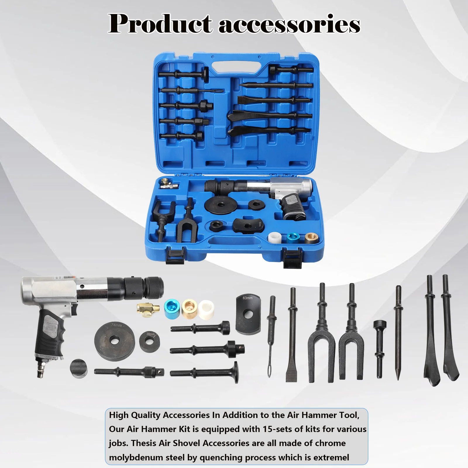 

High Quality Pneumatic Concrete Crusher Ball Joint Car Repair Remover Flat Tip Aircraft Air Hammer Kit Pneumatic Breakaway Fork