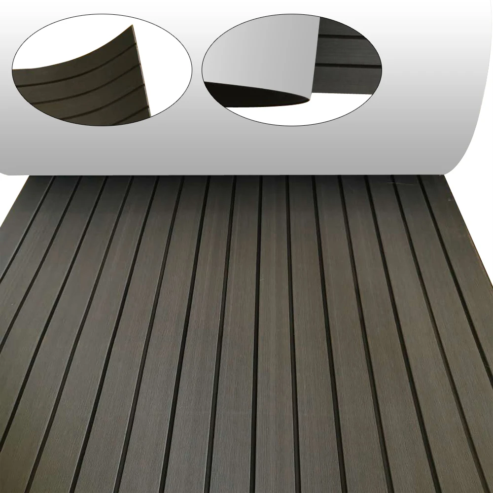 

Dark Gray With Black Stripes EVA Foam Teak Sheet Marine Flooring 35.4inchX94.5inch Yacht Synthetic Boat Decking Self-Adhesive Pa