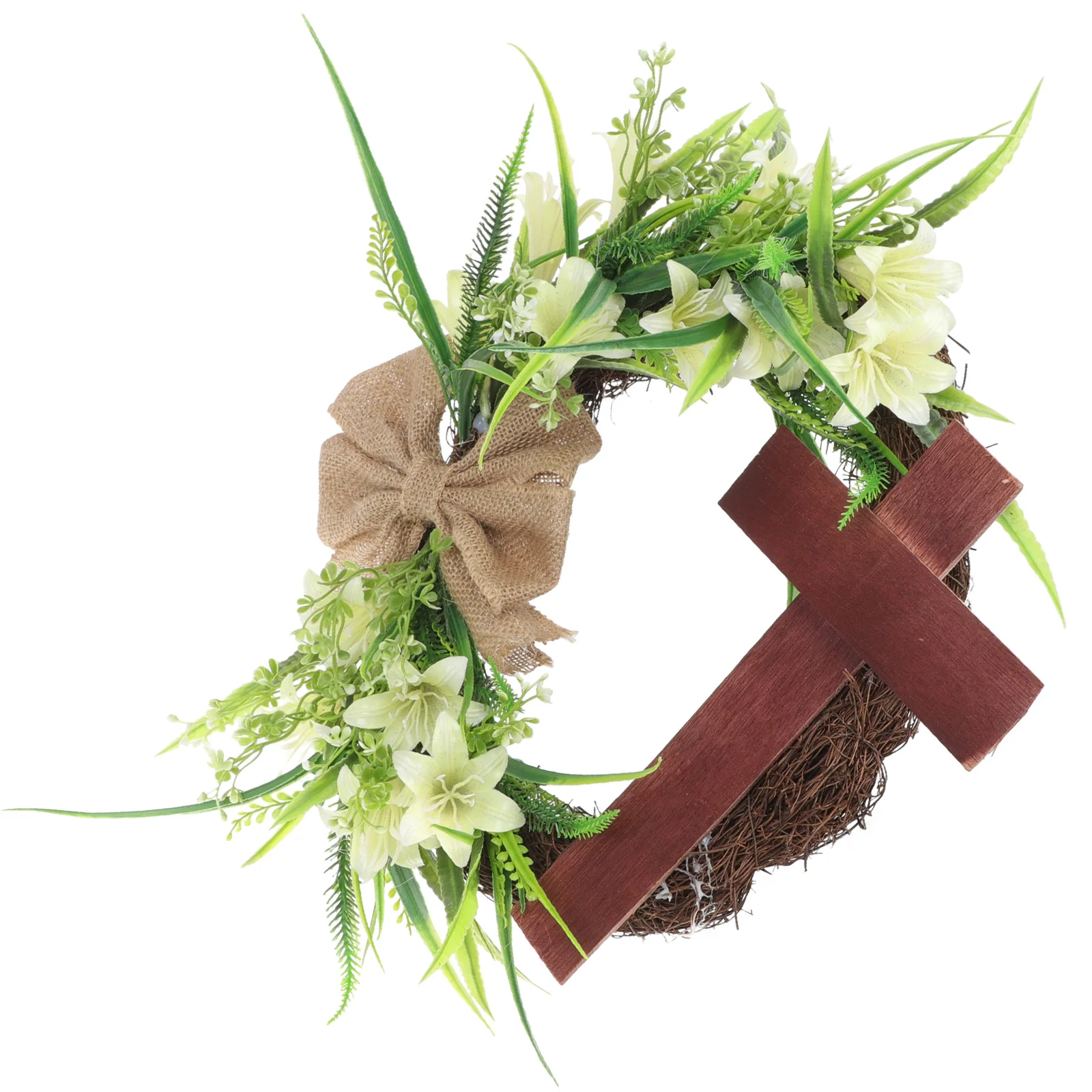 

Easter Wreath Artificial Decor Door Wall Tree Plastic Wood Cross Bouquet Easter Scene Hanging Decor nament Home Party