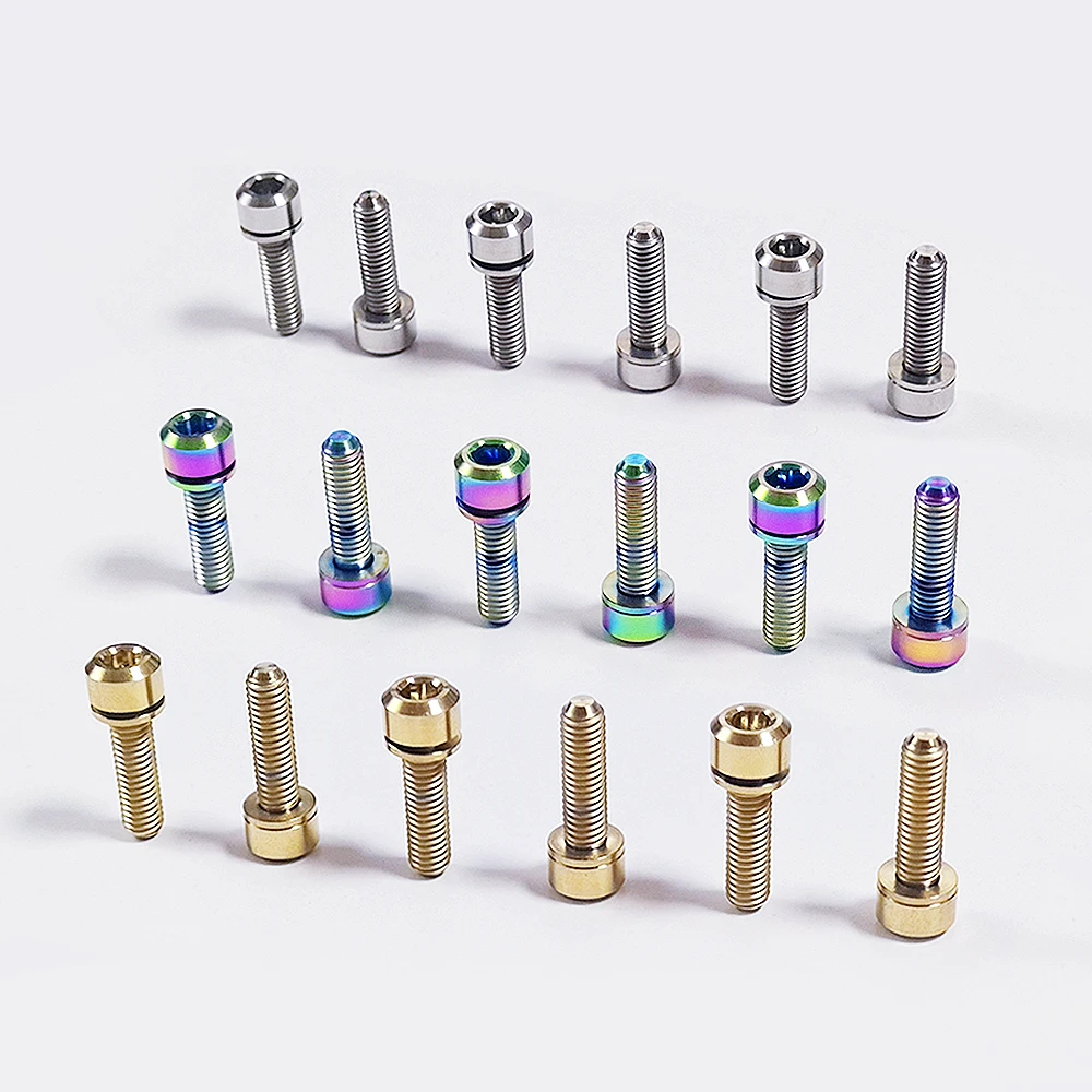 KRSEC Fahrrad-Vorbau-Schrauben aus Titanlegierung, Bremshebelschrauben M5 x 18mm mit Unterlegscheiben-Set für Rennrad und MTB Vorbau (6 Stück) – Detail 3