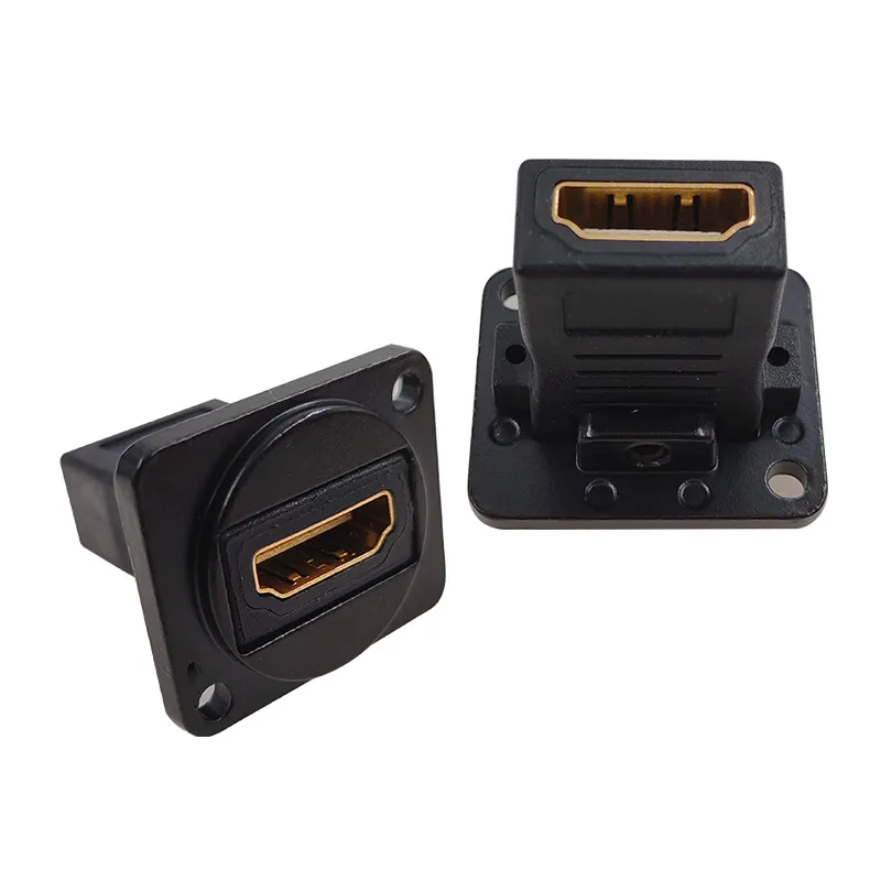 2PCS HDMI High-Definition Video D-Type Socket Interface Conversion 4K Docking Head Female to Female