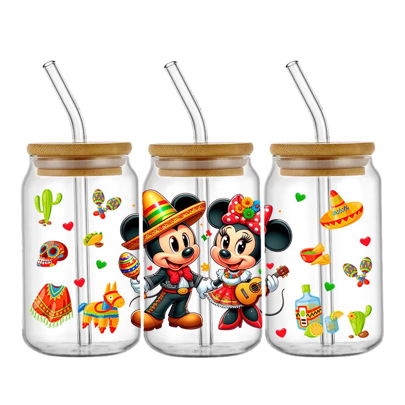 Autocollant de Transfert Auto-Adhésif et Lavable pour Bouteille en Verre, Films Disney, Stitch ture16 OZ UV DTF, DIY