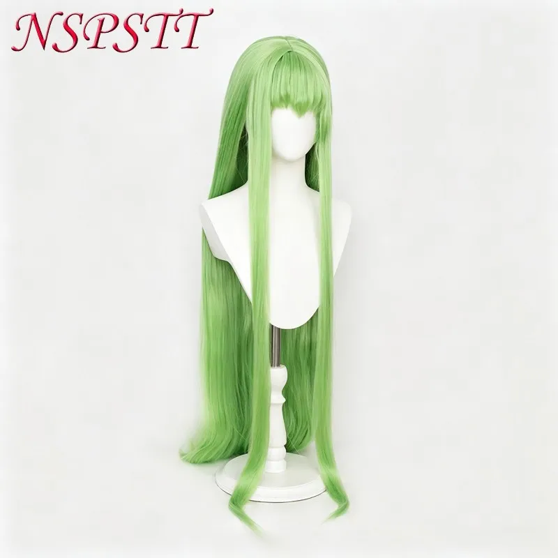 NSPSTT Code Geass CC Green Cosplay Wig 100cm Long Anime Character Costume Accessory for Women