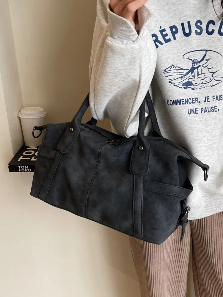 

High Quali Large Capaci Women's Crossbody oulder Bag Pure Color Handbag Travel Bag for Busin Trip Soft Leather