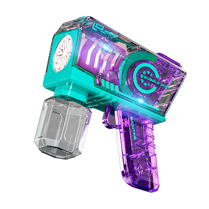 Transparent bubble machine electric bubble gun With music Light Bubble Gun Rocket fashion style bubble blowing toys in dark